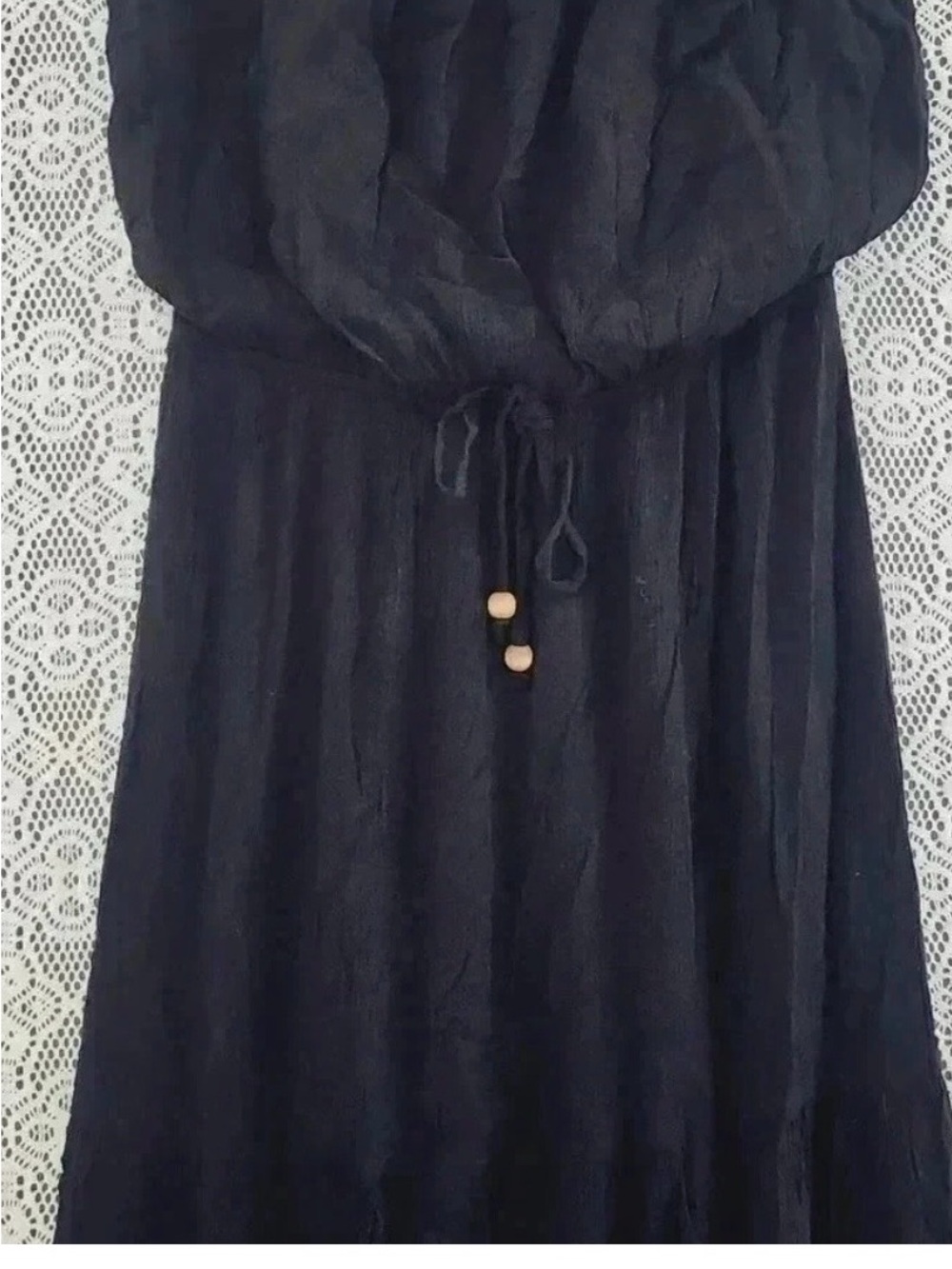 Socialite- Strapless Black Maxi Dress with Drawstring - Picture 5 of 7